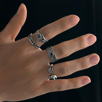 Nowa Europejska i Amerykańska Moda Personalizowany Pierścień Szpona Ducha Szkieletu Męski Modny Retro Personalizowany Minimalistyczny i Nisza Męski Pierścień