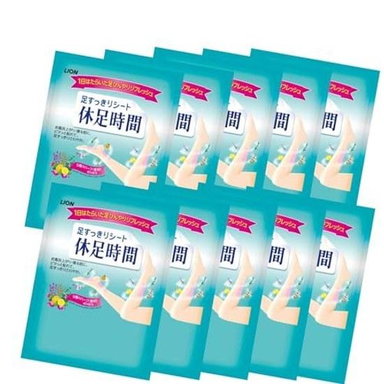 Set 10 packs 2 sheets each. Lion Kyusokujikan Ashi Sukirii Sheet novelty use not sale. Contains herbal fragrance cooling gel cool down individually DM