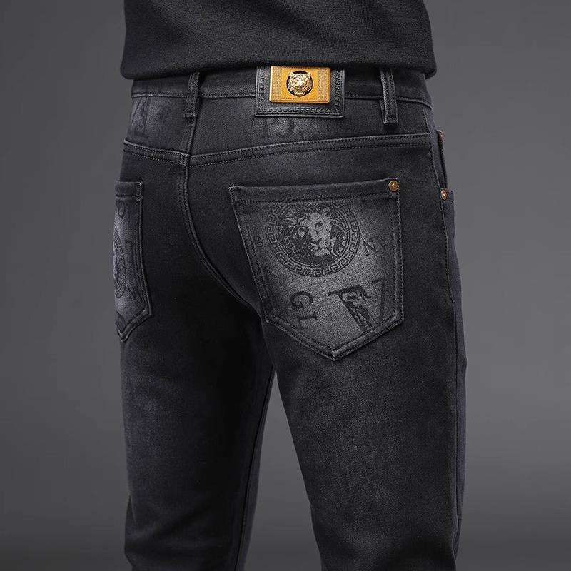 

Брендовые джинсы класса люкс для мужчин 2025 весна новая модель зауженного кроя малого прямого силуэта в европейском стиле черные универсальные укороченные брюки 34 чёрный