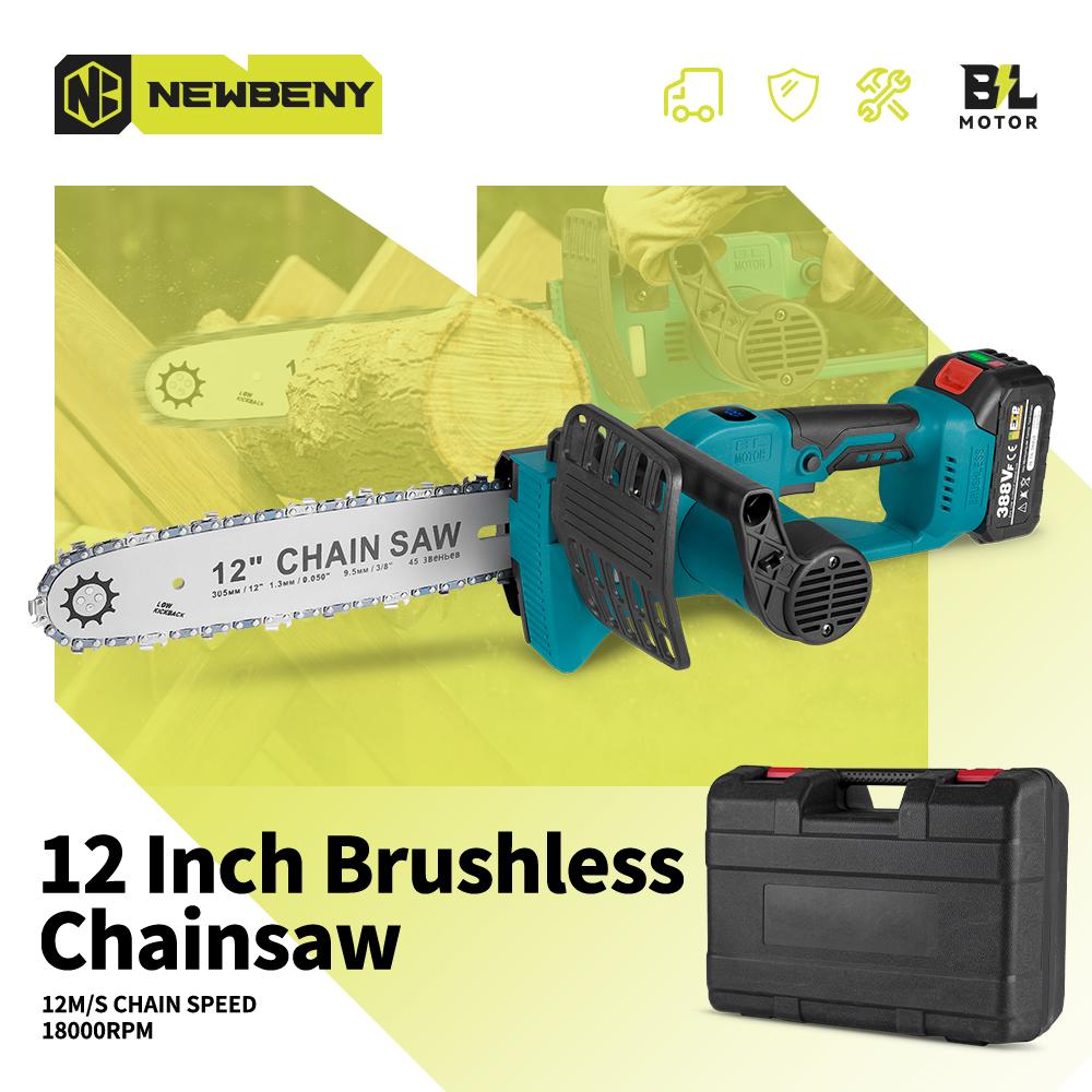 Newbeny 12 Zoll Bürstenlose Elektrische Säge 18000 U/min Akku Tragbar Garten Holzbearbeitungswerkzeug Maschine Für Makita 18V Akku