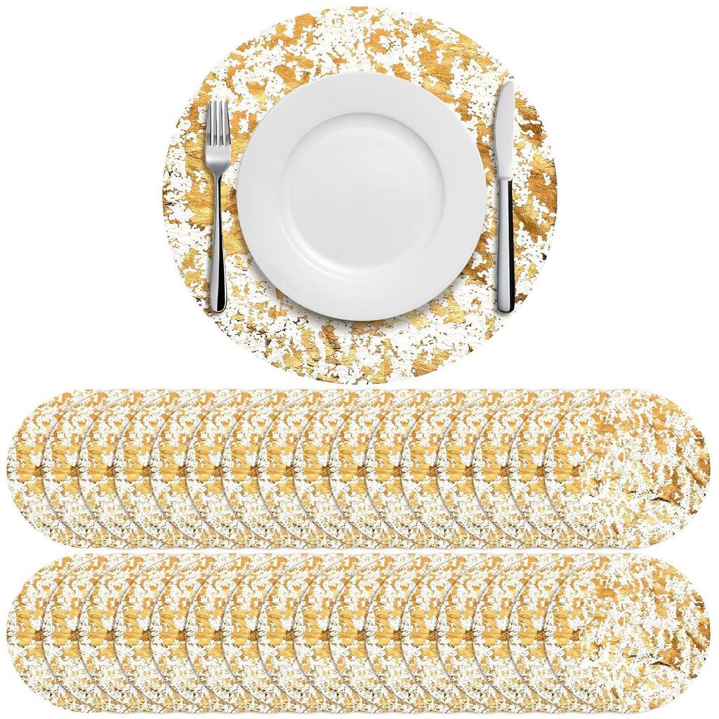 Disposable Festival Party Gold Foil Golden Placemat Western Restaurant Table Mat Wedding Party Decoration