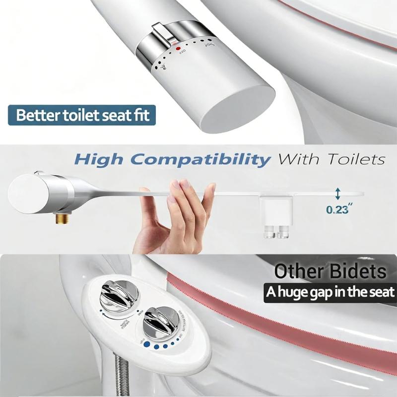 Schlanke Nicht-elektrische Bidet-Toilettenaufsatz Toilettensitzaufsatz Doppeldüsen-Bidet mit einstellbarem Wasserdruck