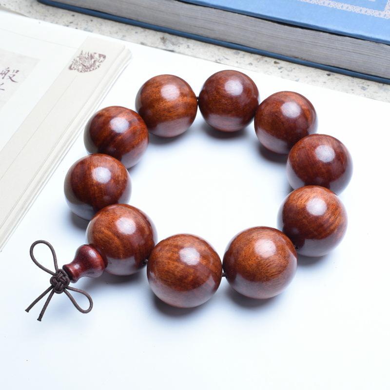 Venus Old Material Small-Leaf Red Sandalwood Prayer Beads Chain - High Oil Density, Unisex, New Chinese Style Decoration Gift
