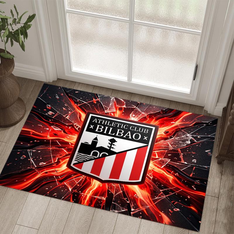 Athletic Bilbao Football Design Crystal Velvet Carpet Cozy Non?Slip Printed Rug For Bedroom Living Room Entrance