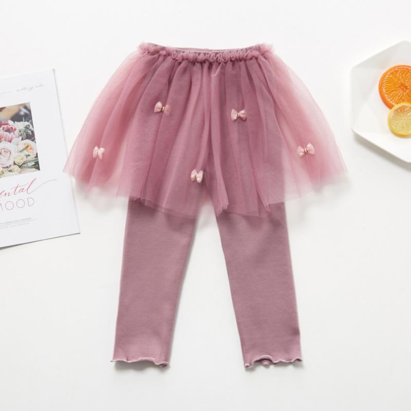 

Юбка с кружевом для девочек, брюки, детские леггинсы, весенне-осенние брюки, одежда из хлопка, однотонная, мягкая, удобная, эластичная, детская одежда 110 фиолетовый