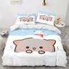 Cartoon Lovely Peach Cat Bedding Set Boys Girls Twin Queen Size Duvet Cover Pillowcase Bed Kids Adult Fashion Home Textileextile