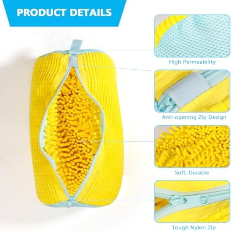 Laundry Bags Shoe Washing Machine Bag-with Zipper Laundry Bag with Rich Fluff Inside, for Sneakers with Shoe Brush