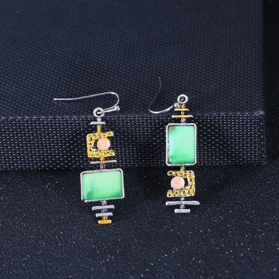 1 Pair Women Hook Earrings Turquoise Collection Decorative Sturdy Anti-rust Vintage Style