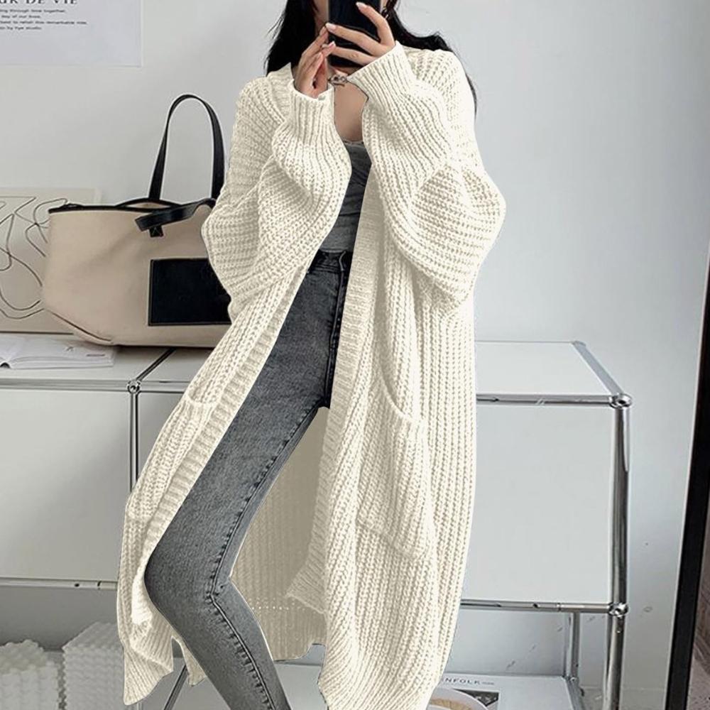 Temperament Long Over-the-knee Sweater Cardigan Women's Autumn and Winter New Lazy Wind Loose Thickened Knitted Jacket Women's Tide