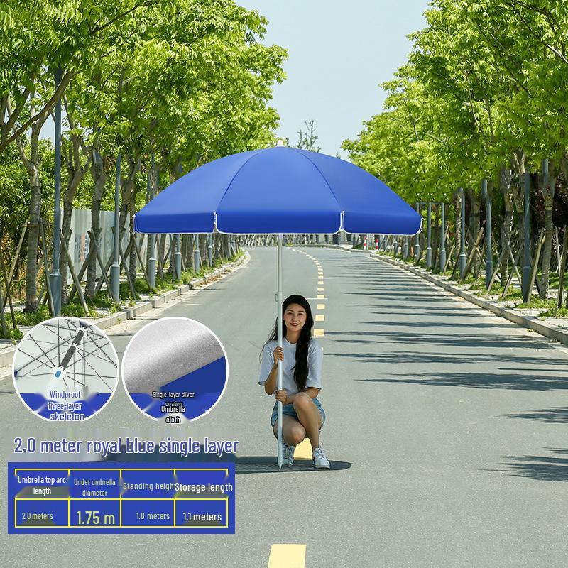 Großer Outdoor-Gewerbeschirm mit Doppelrippen - Sonnenschirm für Sonne, Werbung und Standnutzung