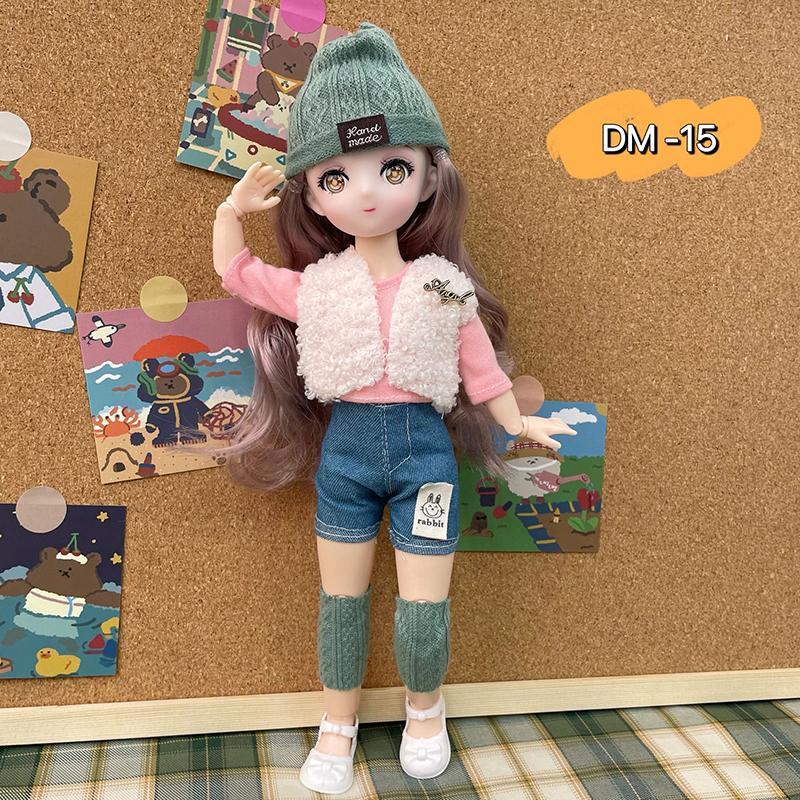 Bjd Dukker 30cm Anime Dukke Fullt Sett 1/6 Bjd 23 Ledd Bevegelig Kropp Med Skjørt Hatt Hodeplagg Jenter Kle På DIY Leker Reborn Kawaii