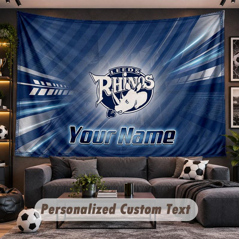 Wall Hanging Tapestry Custom NameLeeds Rhinos Pattern Personalized Printed Fabric Wall Decor