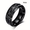 Fashion Couple Rings Women Black Heart Crystal CZ Rings Set Men's Two Rows Black CZ Stone Stainless Steel Ring Wedding Jewelry