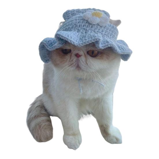 Cat Hat Pets Knitted Cosplay Hat Halloween Christmas Party Costume Headwear Dress-up Accessories for Puppy Cat Kitten