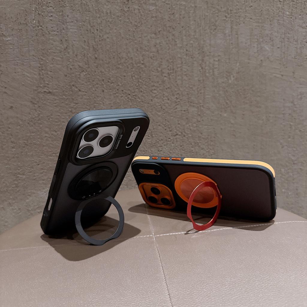 For iPhone 17 Pro Max Case Compatible with MagSafe Rotating Kickstand Skin Touch PC TPU Phone Cover