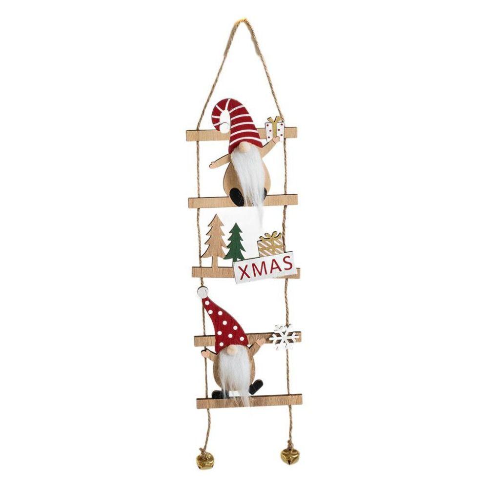 Cartoon Climbing Ladder Santa Claus Pendants with Bells Merry Christmas Decor Hotel Office Decor