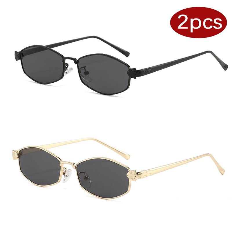 1/2pcs Small Square Metal Sunglasses Women Steampunk Leopard Decoration Multi Color Sun Glasses Fashion Eyewear