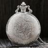Vintage Steam Train Antique Chain Quartz Pocket Watch Round Skeleton Case Roman Numerals Locomotive Pendant