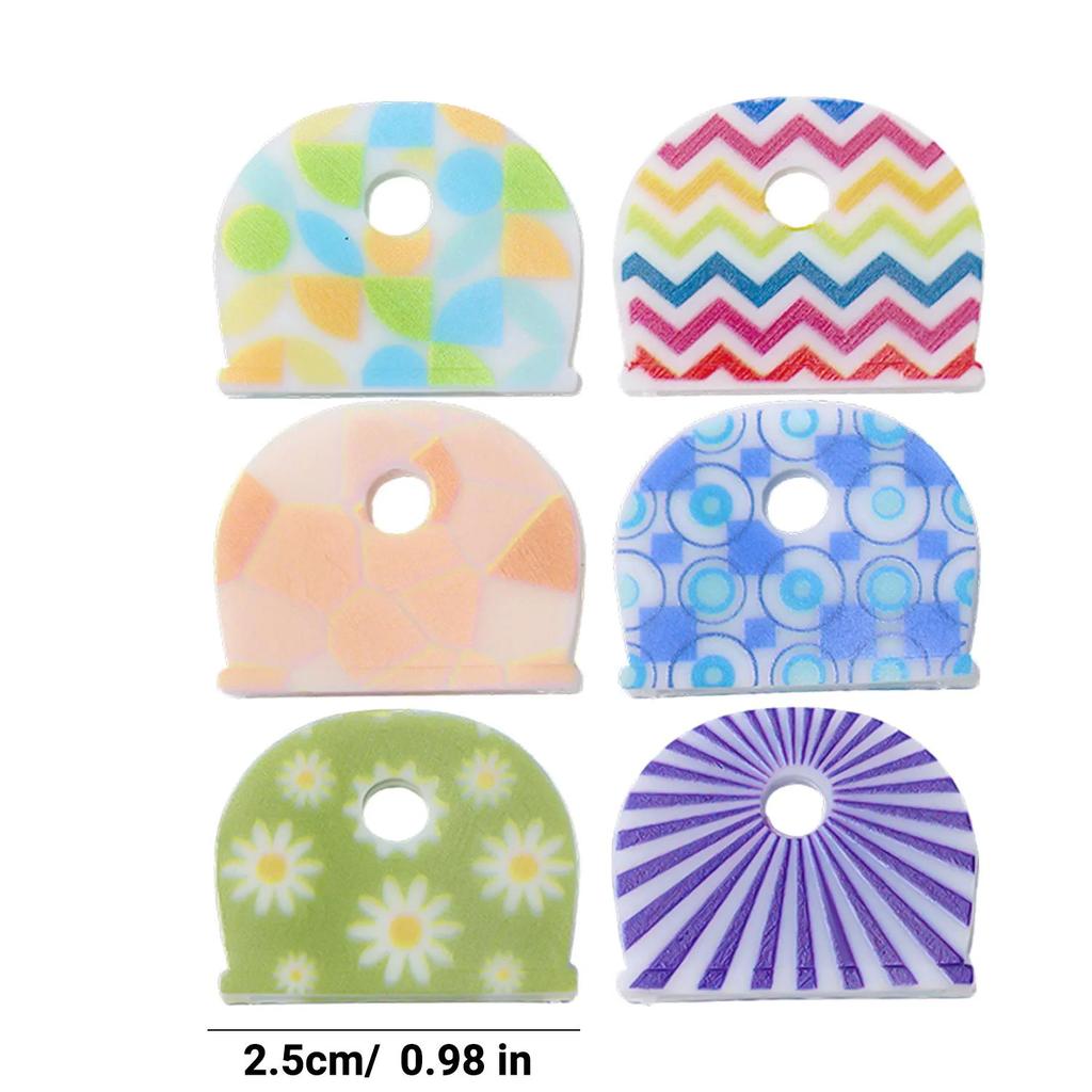 Colorful Silicone Key Identifier Geometry Pattern Key Marker Tags Caps Non Slip Key Cover Protector Organization Holder