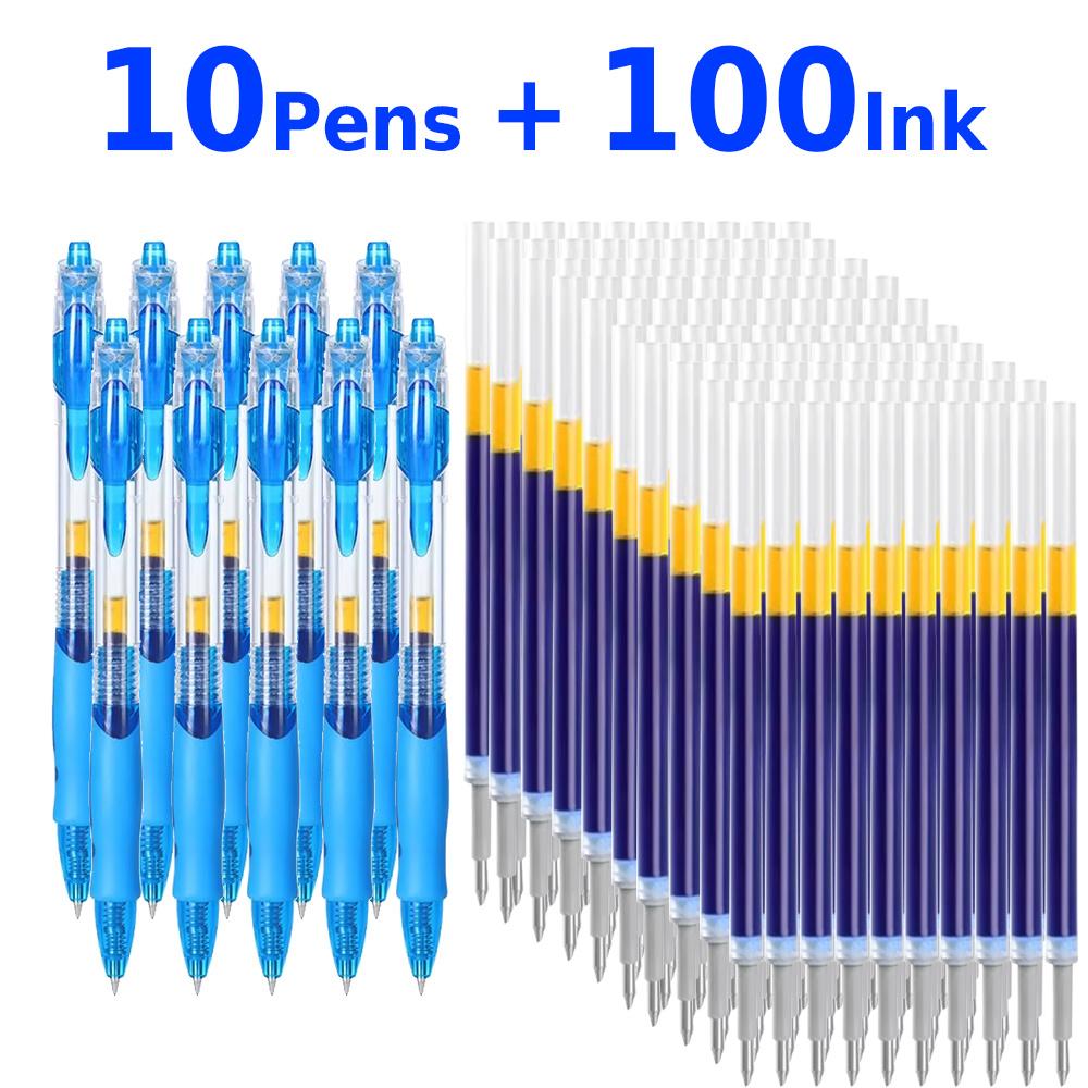 Retractable Gel Pens Set Black/Red/Blue Ink Ballpoint for Writing Refills Office Accessories School Supplies Stationery