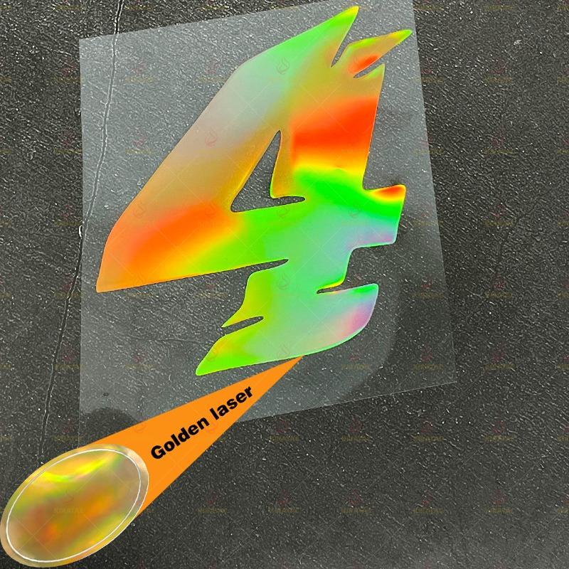 1pc Gold Laser Motorcycle Number Sticker Waterproof for Refit Motorcycle Helmet Fairing Car Window Bicycle Universal Vinyl Decal