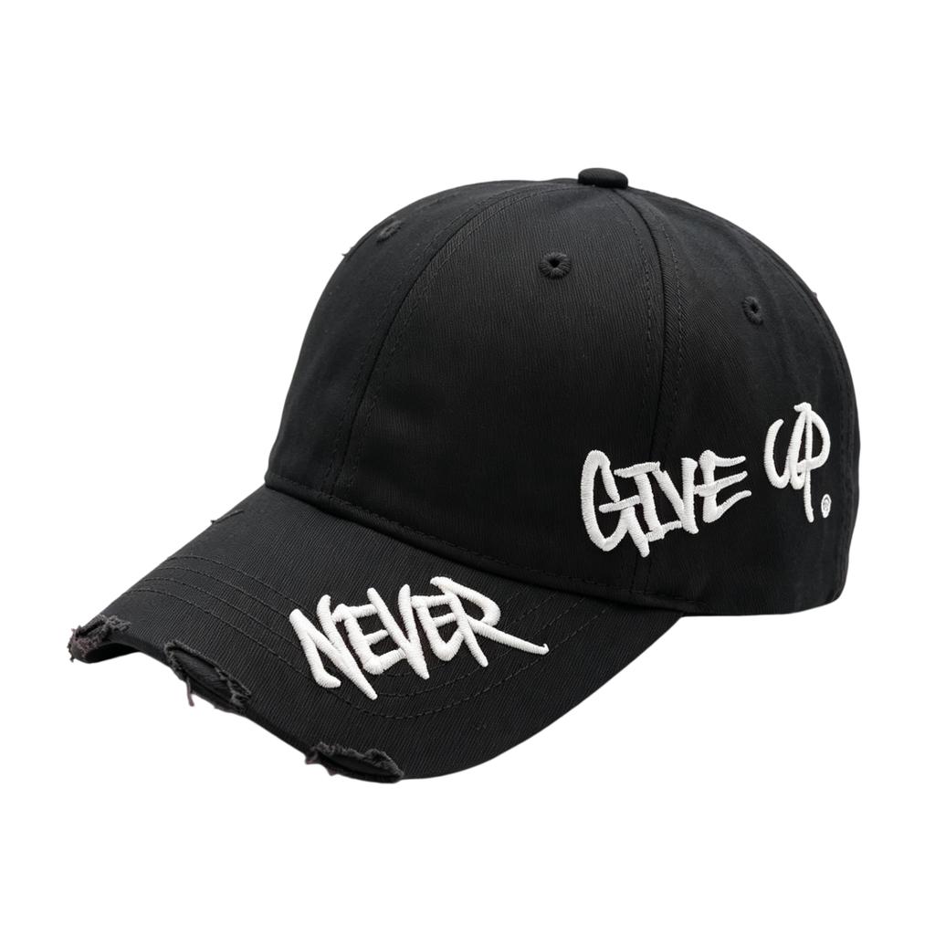 Casual Distressed Trim Baseball Cap With Side Embroidery Curved Bill Fashion Headwear
