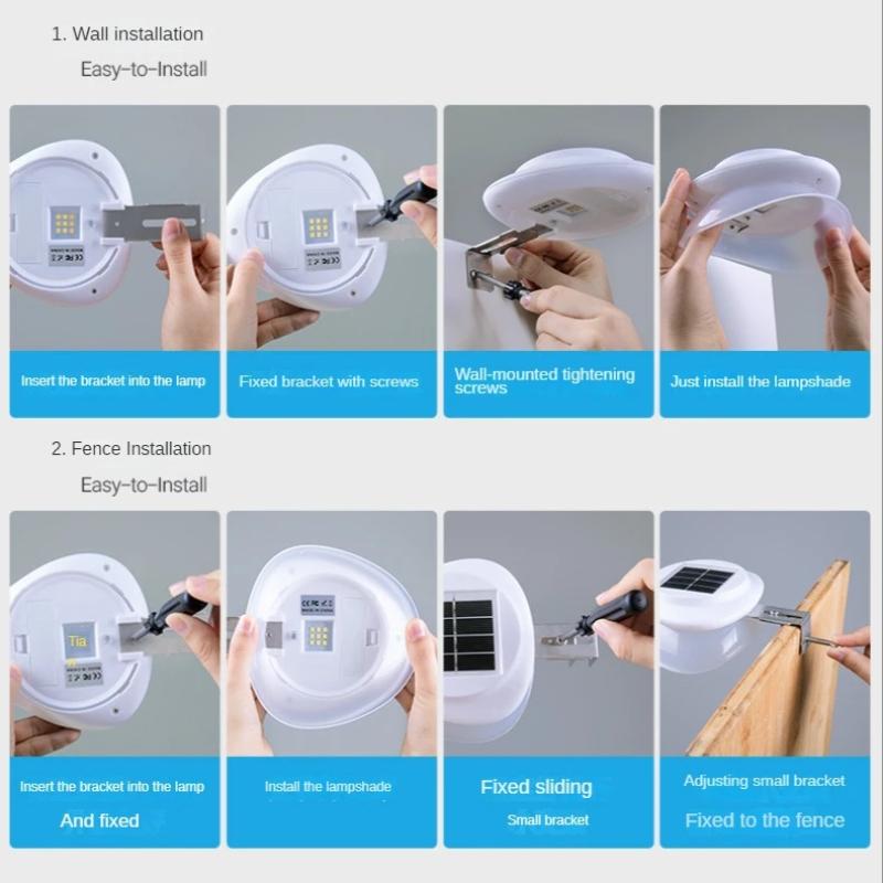 Solar LED Light, Outdoor Courtyard Home Fence Wall Lamp Motion Sensor Decoration for Patio and Garden External Sconce