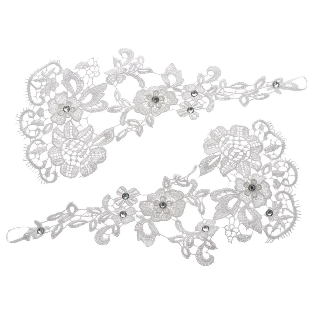 

White Bridal Rhinestones Sexy Lace Flower Wedding Party Indoor Decoration Prom Fingerless Gloves білий