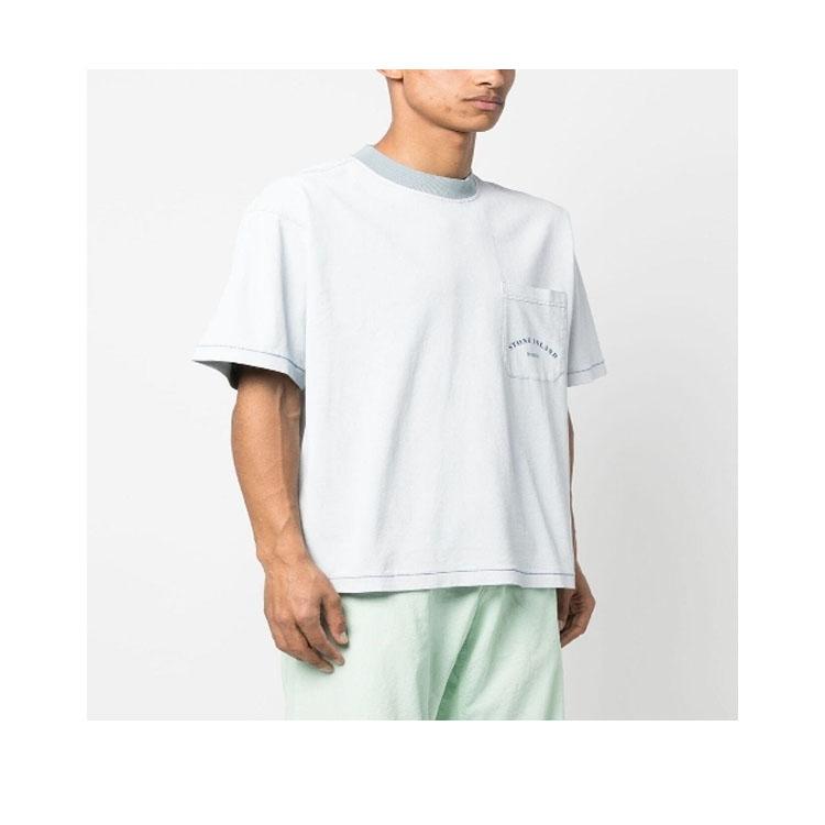 STONE ISLAND Ss23 Marina Series Crew Neck Pocket Short Sleeve T-Shirt Men T-Shirt Sky-Blue 7815216X4-V0041