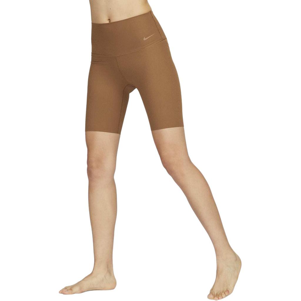 Nike Zenvy Solid Color Comfortable Low Intensity Quick Dry High Waist Five Point Cycling Shorts Women shorts Light-British-Brown HF1415281