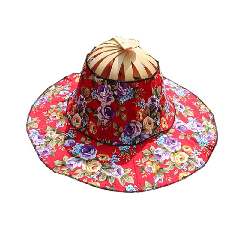 Hat for Traveling Adjustable Hat to Handheld Folding Fan Foldable Bamboo Hat and Fan Summer Beach Foldable Hat and Fan
