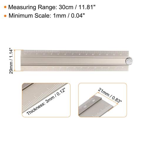 uxcell 30cm Folding Straight Ruler, Metric Aluminum Alloy Protractor, Foldable Angle Ruler, Geometry Measuring Tool for Architects, Artists, and Offic