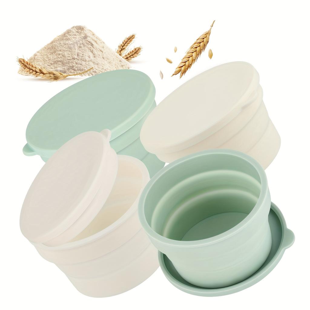 Pizza Proofing Container, Pizza Box with Lid 4pcs Set, Foldable Pizza Dough Proving Box Non-stick Silicone Airtight Container for Food, Fruit Storage