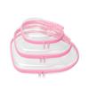 Plastic Clear Hard Shell Zipper Case Heart Waterproof Toy Storage Organizer Bins Portable Stackable Cosmetic Bag