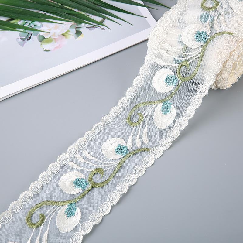 5 Yards Flower Embroidery Lace Ribbon For Bow Making Clothing Decor Sewing Fabric Craft Supplies Needlework Accessories