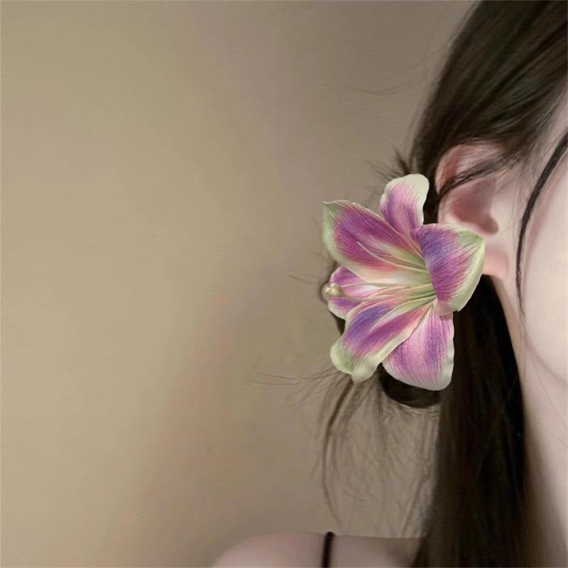 Fermagli per capelli a forma di fiore di giglio per donne ragazze Barretta Clip a pinza di granchio Fermagli per capelli per coda di cavallo Copricapo da bagno spiaggia Accessori per capelli