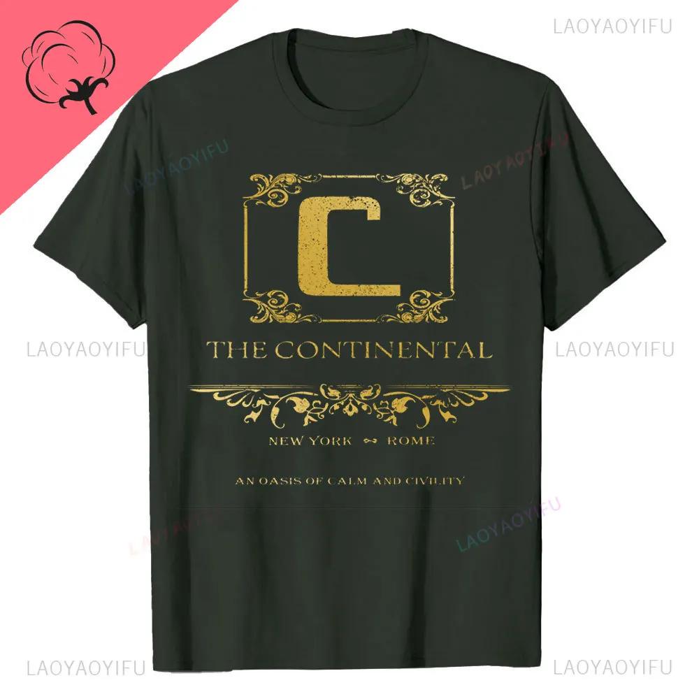 John Wick Movie Printed T Shirt Continental NYC Adult Short Sleeve Action Thriller Vintage Style Graphic Oneck Summer Tees