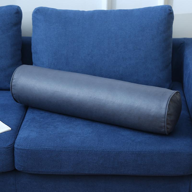Super Faux Leather Cylindrical Pillowcase Room Long Pillow Cover Bed Sofa Roll Neck Back Headrest Bolster Pillowcase 15x60cm