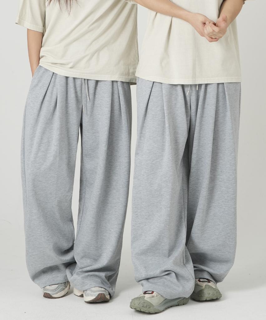 ROCKED GARAGE Unisex Peira Two-Way Double Pintuck Balloon Wide Training Pants All Seasons_Gray