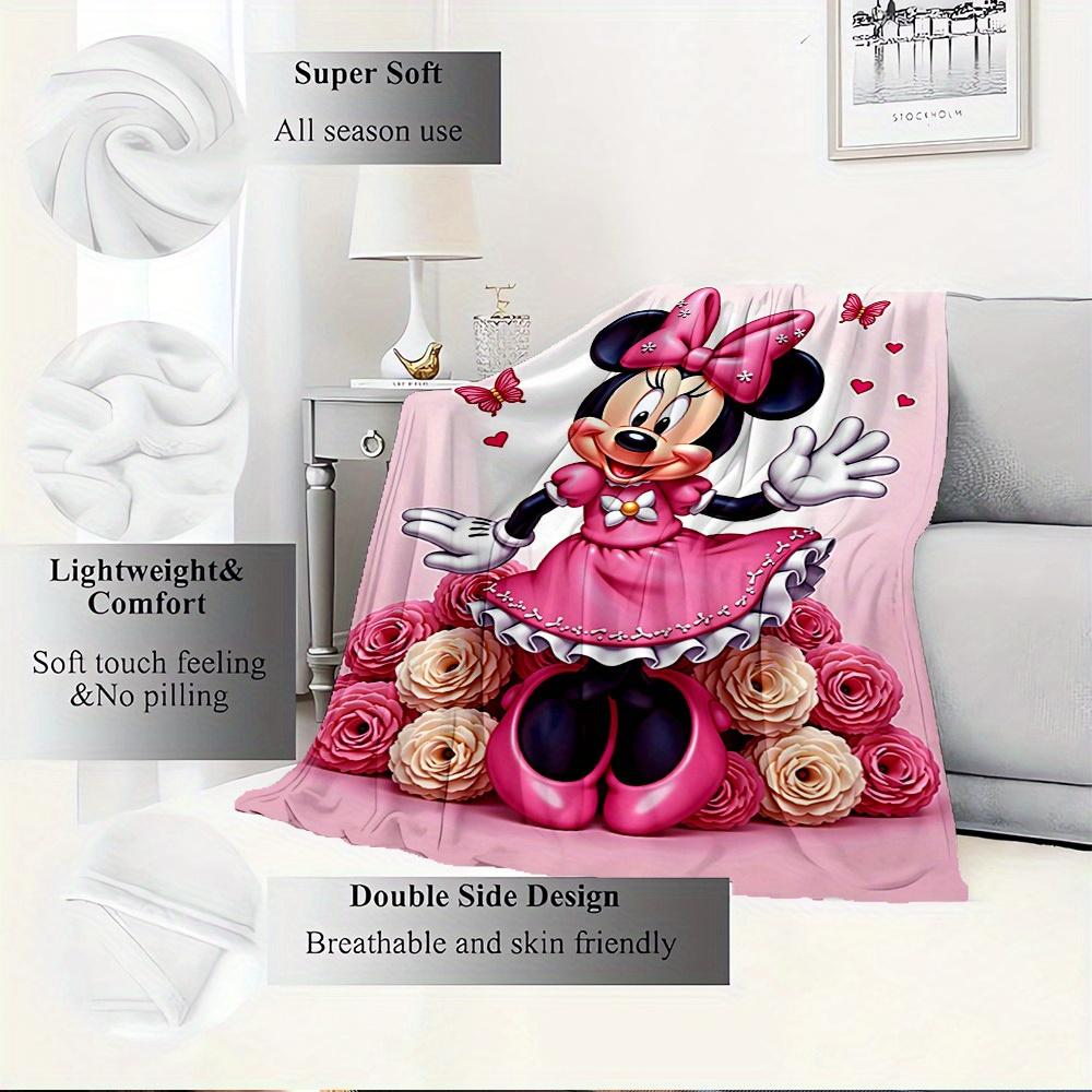 1pc Flannel Minnie Mouse Pink Bow Bedding Throw Blanket Sofa Cover Gift Home Decorative Lightweight