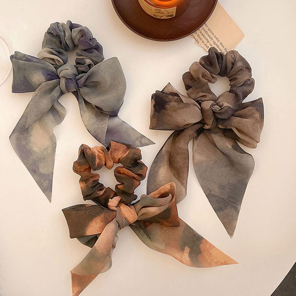 New Streamer Hair Accessories Women Bow Tie dye Scrunchies Ribbon Hair Bands Hair Ropes Hair Ties