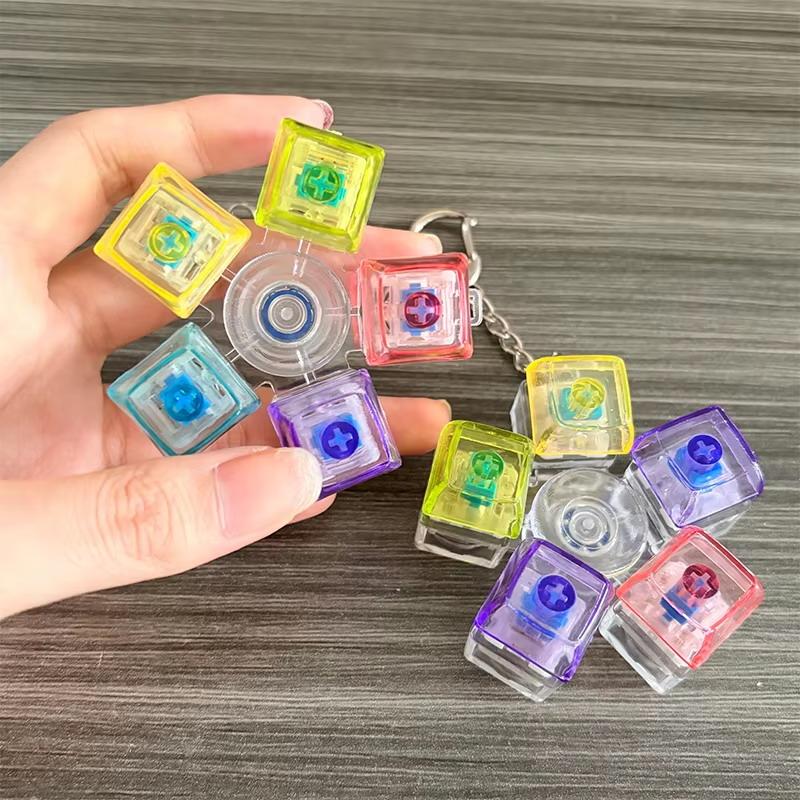 Led Keyboard Keychain Fidget Toys  Clicker Sensory Toy For Stress Relief Keyboard Keychain Fidget Gadget For Adults Kids