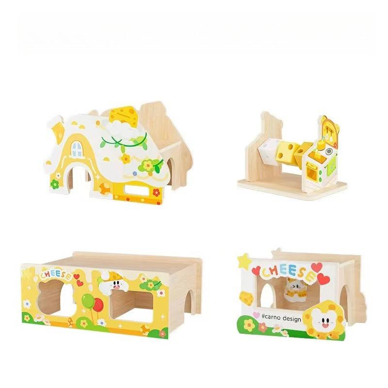 Cheese House Hamster Wooden Hideout Fun Cottage for Small Pets Cozy Habitat for Hamster Guinea Pig Small Animals Easy to Clean