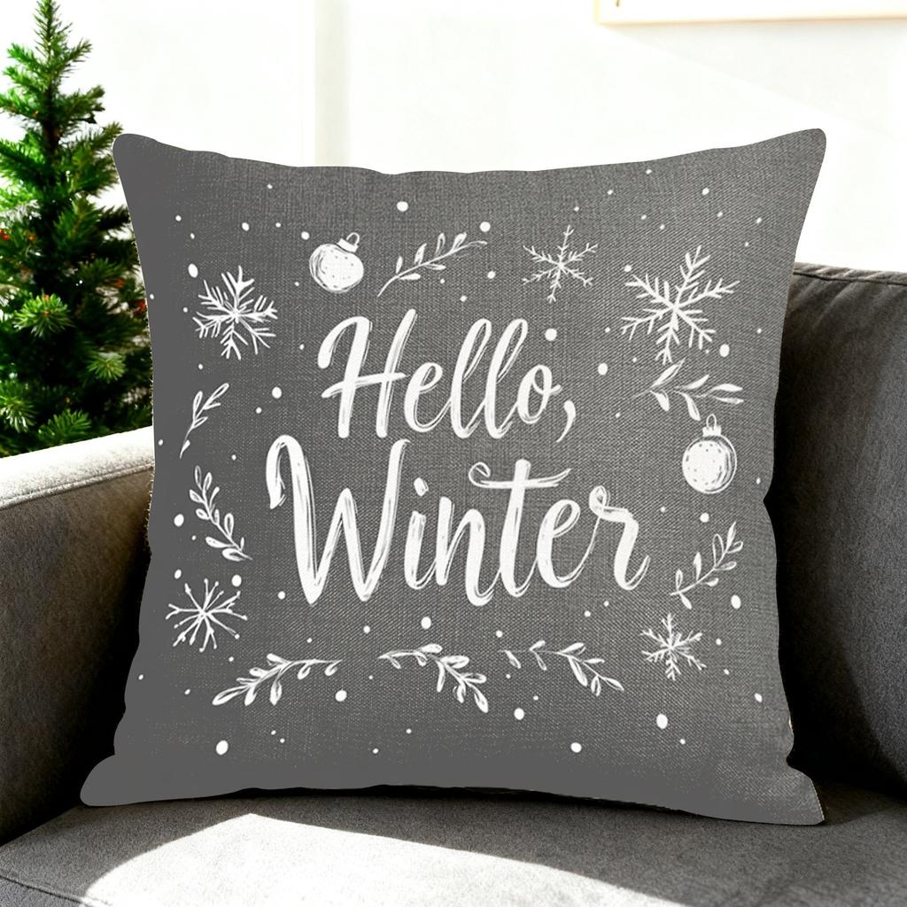 Weihnachtlich bedruckter Kissenbezug Leinen Zuhause Sofa Dekokissen Festliche Atmosphäre Kissen