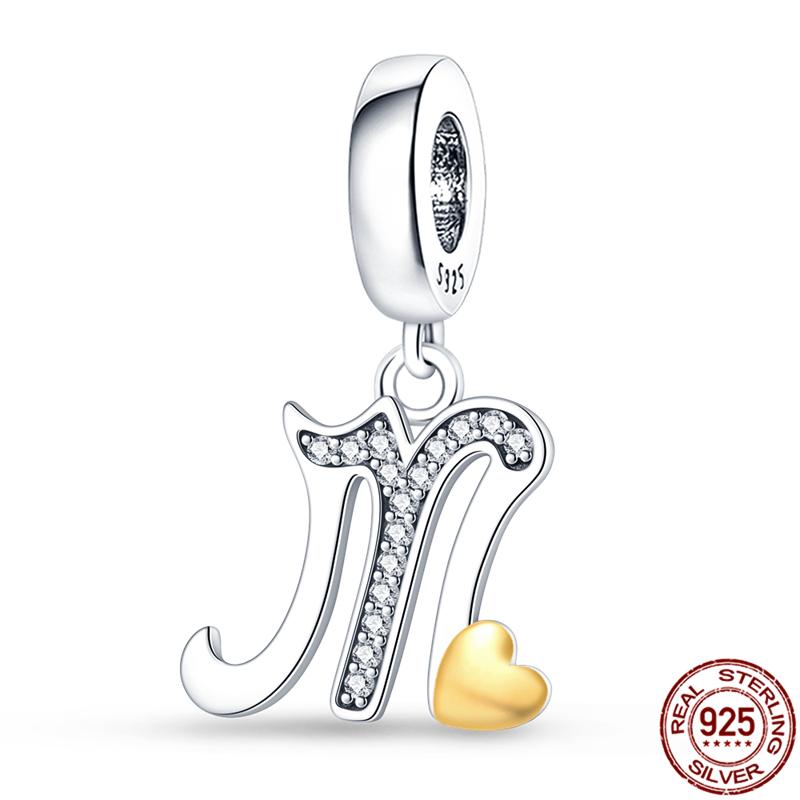 Original Design Anhänger Zirkon Herzform 26 englische Buchstaben A-Z Charm Perlen Passend 925 Original Armband Halskette Schmuck