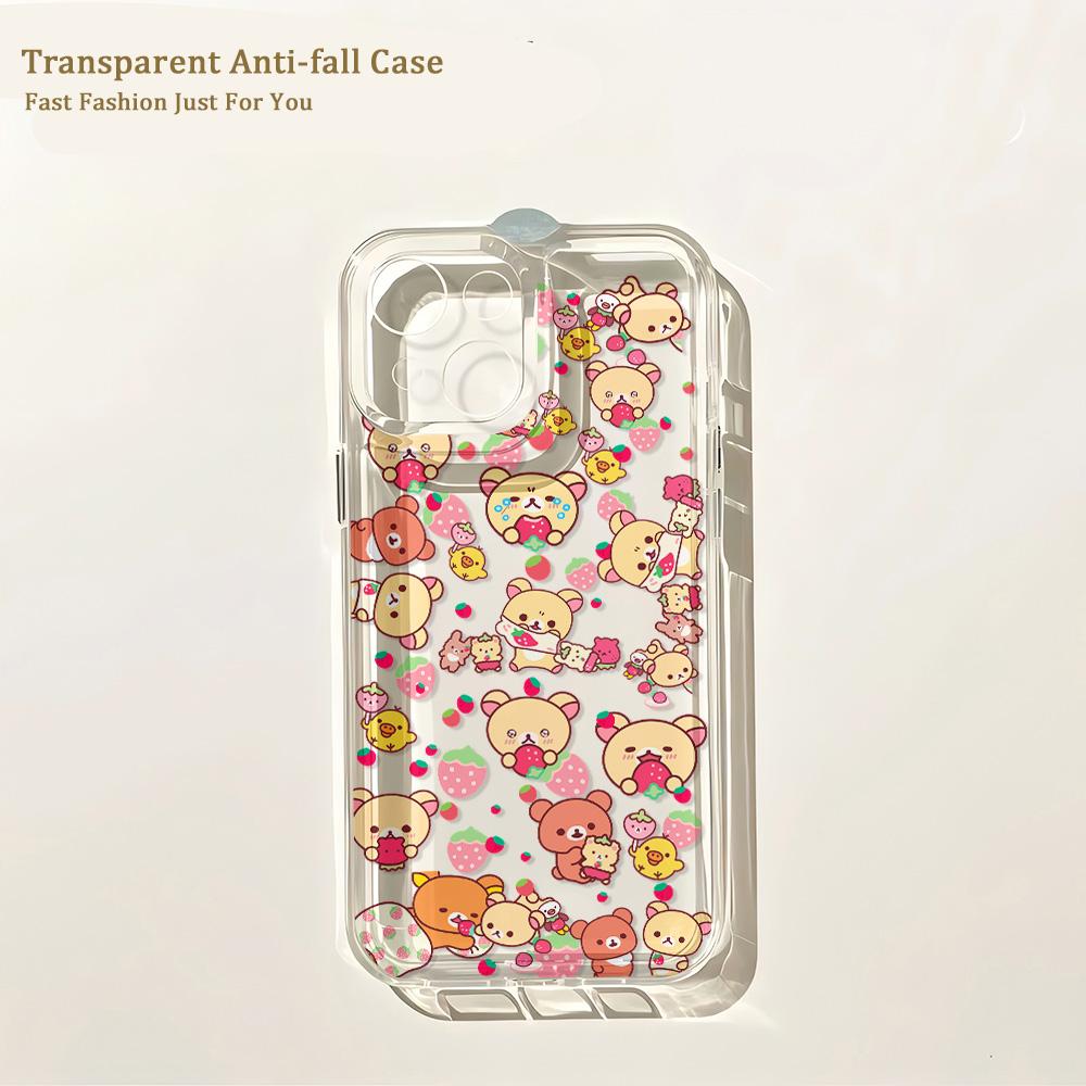 Rilakkumas Cartoon Bear Phone Case For Samsung Galaxy S25 S24 S23 S22 S21 S20 FE Note 20 10 Edge Plus Ultra Lite 5G Back Cover