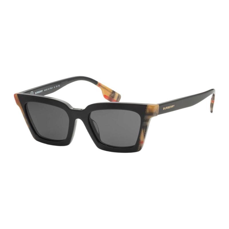 Burberry Temple Check Detail Rectangular Sunglasses Women’s Black
