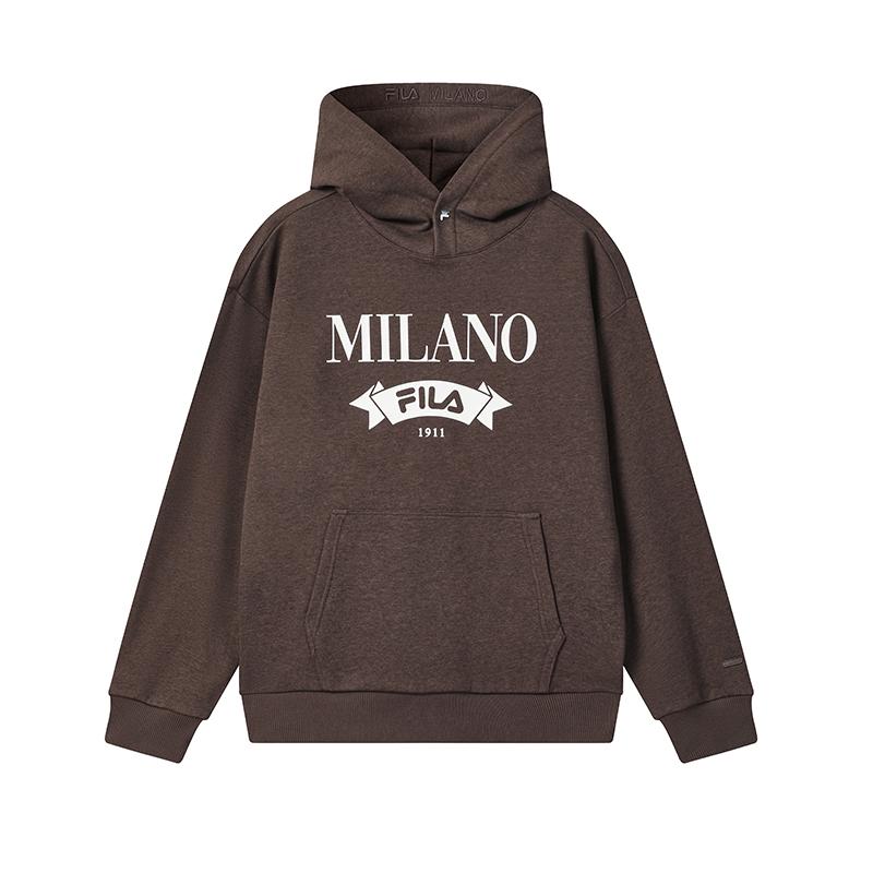 

FILA Milano Series Fashion Sports Retro Personality Versatile Printed Loose Knit Hoodie Men hoodies F11M545202FBN XXL