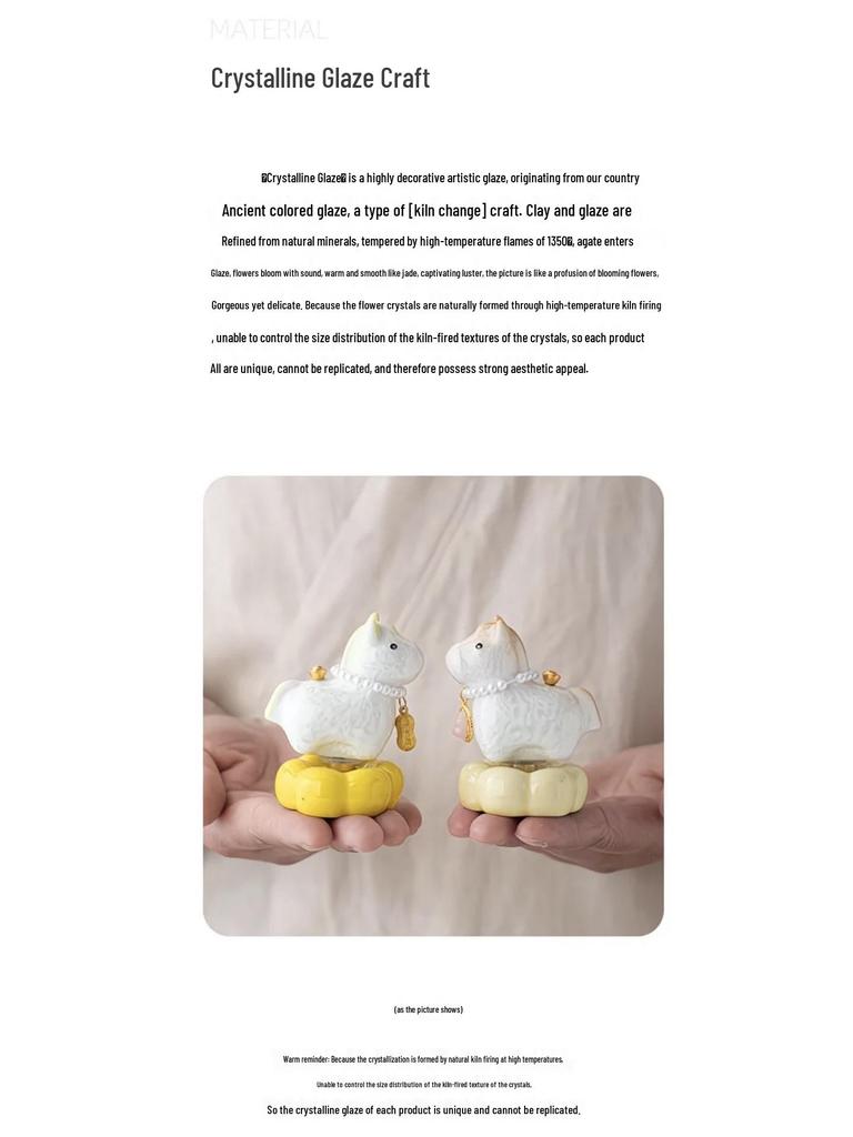 Rotating Crystal Glaze Ceramic Horse Tea Pet Ornament - Year of the Horse Gift.