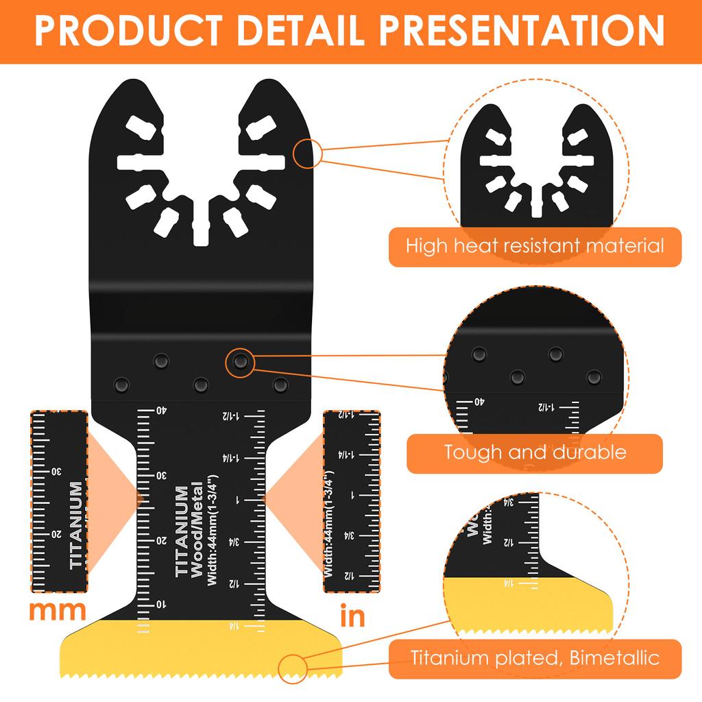 5Pcs Oscillating Saw Blade Titanium Bimetal Blade Universal Wood and Metal Cutting Oscillating Tool Renovator Multi Cutter Blade